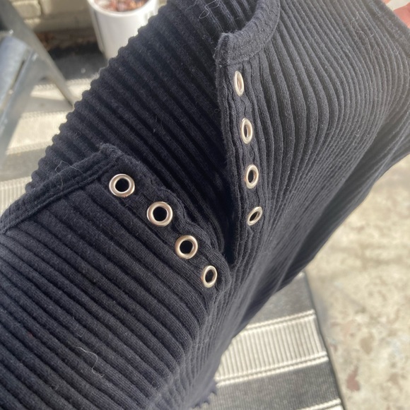 Lettuce Hem Lace Up Henley Ribbed Tank Dress - Picture 5 of 8